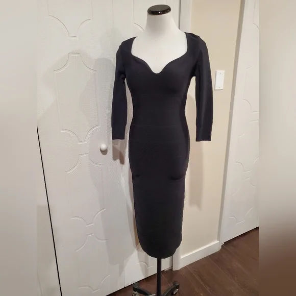 Herve Leger Icon Sweetheart Midi Dress XS $890 - Picture 6 of 9